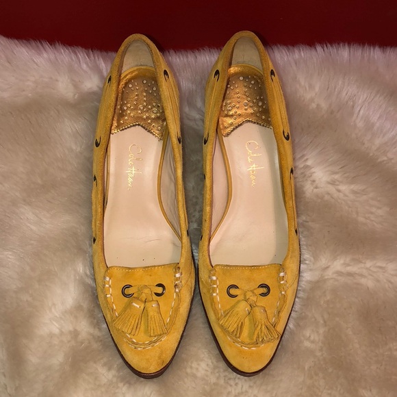 Cole Haan Shoes - Cole Haan yellow suede wedges